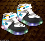 Prattle foot kids LED shoes with velcro straps, green and yellow design, outdoor sports shoes