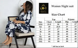 Trendy floral print rayon night suit dress, short sleeves and round neck, ideal for sleepwear or loungewear