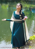 Georgette Raman gown, solid net full-length Indian bridal dress with crepe lining and 2m dupatta set in soft pastel colors