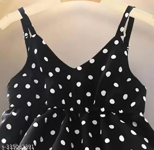 Red printed crepe baby dresses with shoulder straps, 4-5 years, 5-6 years, 6-7 years - Indian made quality kids wear