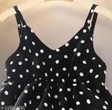 Red printed crepe baby dresses with shoulder straps, 4-5 years, 5-6 years, 6-7 years - Indian made quality kids wear