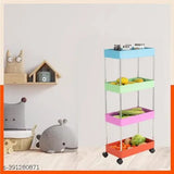 A small plastic four-shelf trolley in the room