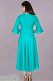 Sky blue cotton anarkali kurta, off-the-shoulder, knee-length