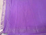 Purple silk saree with fringe border