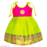 Attractive girls ethnic gowns poly silk, sleeveless, embellished net, Indian handcrafted for babies
