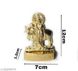 Yellow metal Krishna idol for dashboard, home decor, or pooja murti, 7 cm x 7 cm x 5 cm