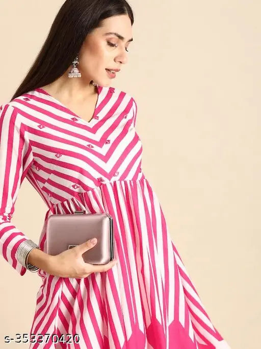 Pink anarkali kurta for women and girls