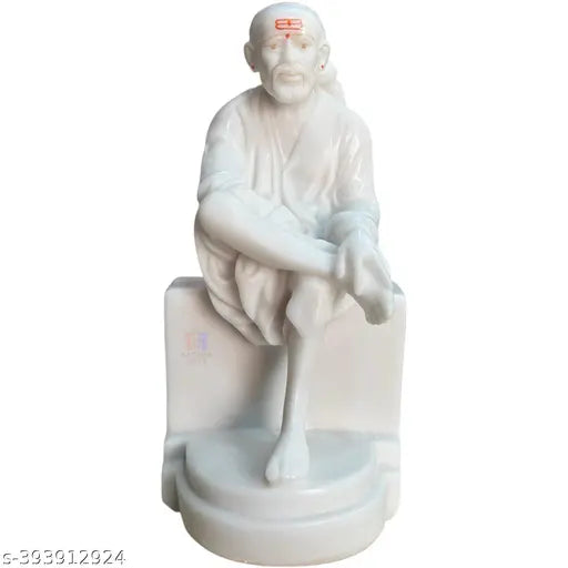 Marble Sai Baba Murti, 4.5 inch Indian God Idol for home and office decor