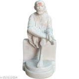 Marble Sai Baba Murti, 4.5 inch Indian God Idol for home and office decor