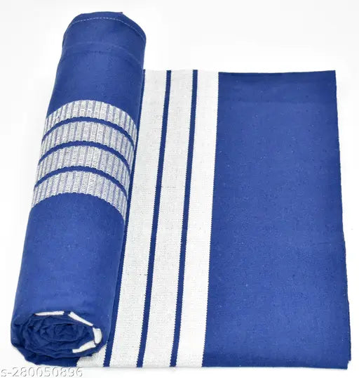 Blue TUNI MANI SPL 100% Pure Cotton Striped Flat Sheets, 50x90 inches, Pack of 2, ideal for homes, hospitals, and hotels