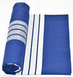 Blue TUNI MANI SPL 100% Pure Cotton Striped Flat Sheets, 50x90 inches, Pack of 2, ideal for homes, hospitals, and hotels