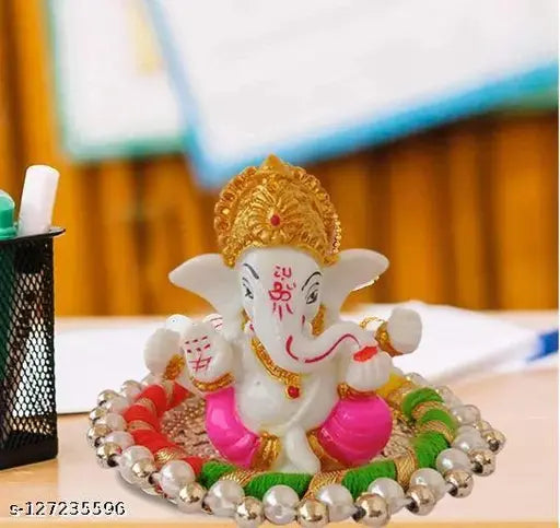 Meditating Ganesh poly-resin Feng Shui showpiece, 4cmx7cmx6cm, Indian crafted