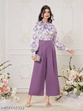 Comfy Lycra long-sleeved printed net jumpsuit for women, size S (36in bust, 49in length, 34in waist), made in India