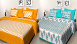 Jaipur 100% Cotton bedsheets Combo Double Bed Set 2 Double Bedsheet with 4 Pillow Cover - 2 Days Offer Low Price 06