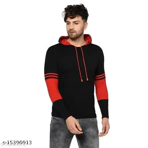 Men's Long Sleeve Cotton Blend Colorblock Hoodie, size M, urban style on mannequin