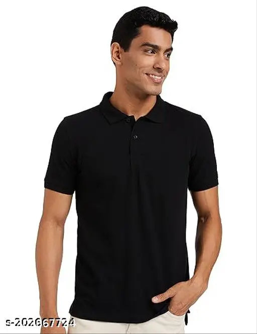 Cotton blend regular fit short sleeve solid T-shirt for men & boys, durable and soft for all seasons