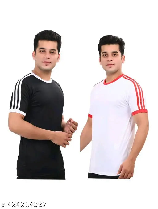 Pure polyester regular fit half-sleeve round neck sports T-shirt for boys, suitable for tracking, beachwear, gym, cycling, running, and other sports