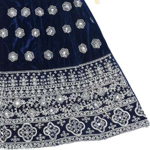 Velvet Kids Lehenga Choli, self-design embroidered with sleeveless top and net dupatta, 1N, Indian origin