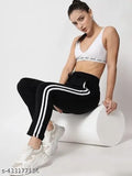 Black adidas striped leggings, white crop top