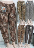 Tall brown and white tiger print leggings with zipper detail