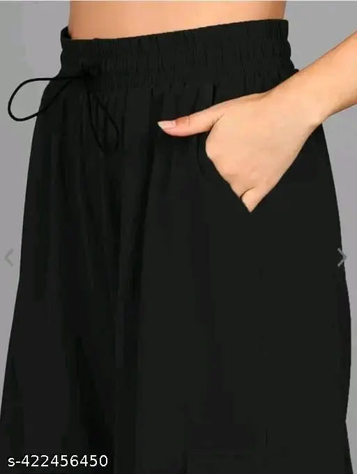 Black joggers with cargo pockets and elastic waistband