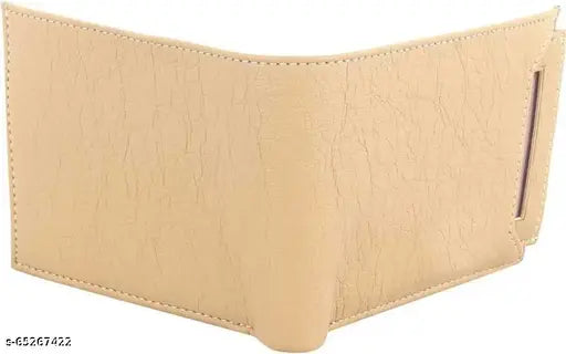 Cream leather wallet, 7 card slots, genuine leather for men's casual/formal use. Classic bi-fold design, hand-stitched and aged