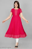 Pink rayon long kurta with paisley pattern
