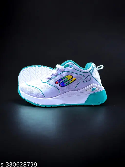 White, blue, and green sneakers for boys