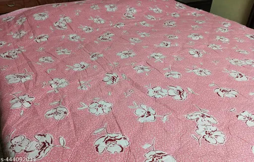Lightweight and breathable reversible quilt comforter with light pink floral pattern, suitable for DoharQuilt size 77, available in size 82