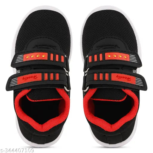 Black and red Handly Collection kids light-up Velcro sneakers, perfect for outdoor sports or casual outings