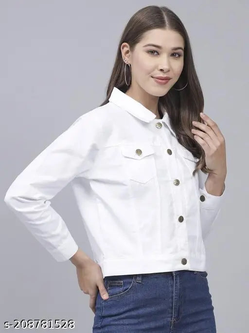 Denim women's three-quarter sleeve solid jacket - stylish, trendy, India origin