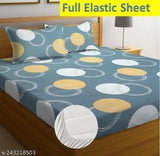 Multicolor elastic fitted bedsheet with 2 pillow covers, super soft 280 TC.