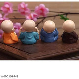 Resin monk figurine set, 4-piece home decor from India