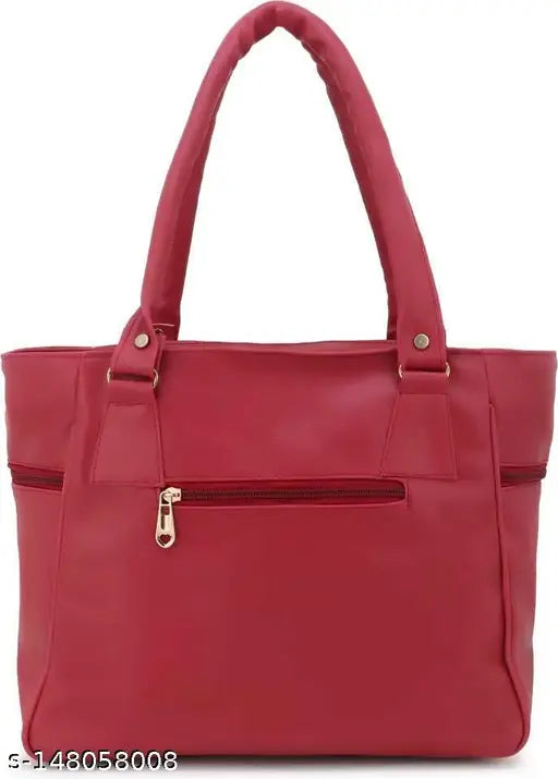 Maroon leather shoulder bag with multiple pockets