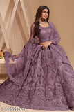 Embroidered semi-stitched net lehenga choli for women and girls, showcasing attractive blouse piece and soft net dupatta on a mannequin