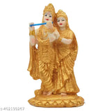 Gold-plated resin Radha Krishna idol for home decor (19cm x 11cm)