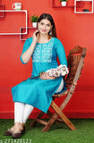 New Art Silk Embroidered Kurti for Women - Three-Quarter Sleeve, A-line Design, India Origin