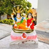 Multicolor marble Lakshmi-Narayan idol (10cm x 14cm x 6cm), traditional Hindu god sculpture for home temple