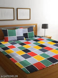 Glace cotton checked double king bedsheet, perfect fitted for 4-8 inch mattresses. AANANYA HOME PRODUCT in summer colors