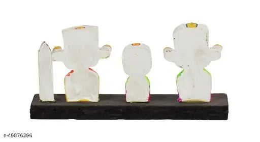Ceramic Krishna idols: Real Craft Lord Jagannath, Subhadra, Balabhadra with Sudarshan Chakra for home décor or car dashboards, 3 cm x 6 cm x 13 cm each (N: 1)