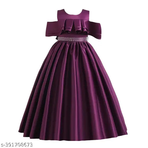 Purple silk-blend sleeveless dress, my little princess partywear for girls aged 4-10 years, made in India with soft cotton lining