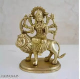 Durga Sherawali MATA Rani brass sculpture, seated on lion, Indian religious figurine for home decor or puja gift
