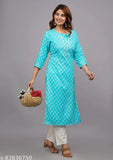 Rayon printed kurti, three-quarter sleeves, women's self-design for parties and festivals. Rayon fabric, India origin