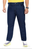 Dark blue denim jeans, regular fit, ideal for casual, party, office wear