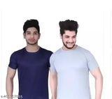 Solid polycotton short sleeve t-shirt combo 2, India-made casual apparel for men & women