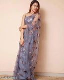 Embellished net saree in free size, India-origin silk blouse piece