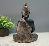 CraftVatika Sitting Buddha Tealight Candle Holder, teal glass tea light holder, decorative living room wall shelf, table top decor, Zen meditation statue