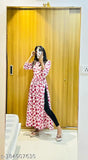 High-quality crepe Butterfly Printed Anarkali kurti, three-quarter sleeves, vibrant, versatile for daily wear, India origin