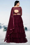 Satin-net HiChoiceTrends Lehenga Choli with zari top and solid dupatta, Indian traditional outfit on mannequin