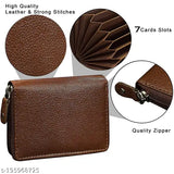 Brown Leatherite RFID Blocking 11 Slot Card Holder Set (Atm 15 Cards) - Premium Genuine Leather, 4.3 x 2.8 x 1 inch, Happy Shopping Service